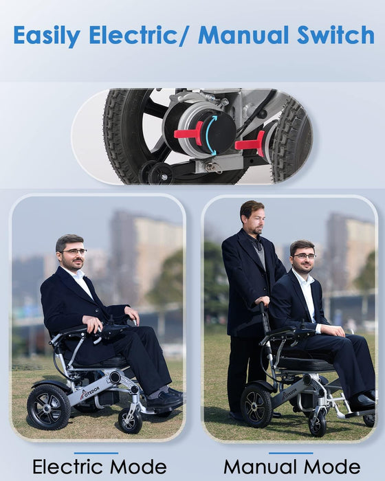 Meubon Electric Wheelchair I Intelligent Power Lightweight Foldable All Terrain Motorized Wheelchair for Seniors I 25 Miles Long Travel Range I Model M23351