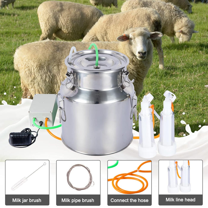 14L Goat Milking Machine I Portable Plug-in Speed Adjustable Pulsating Vacuum Pump I Goat Milker Machine